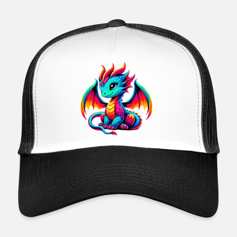 Drache - Trucker Cap - Weiß/Schwarz