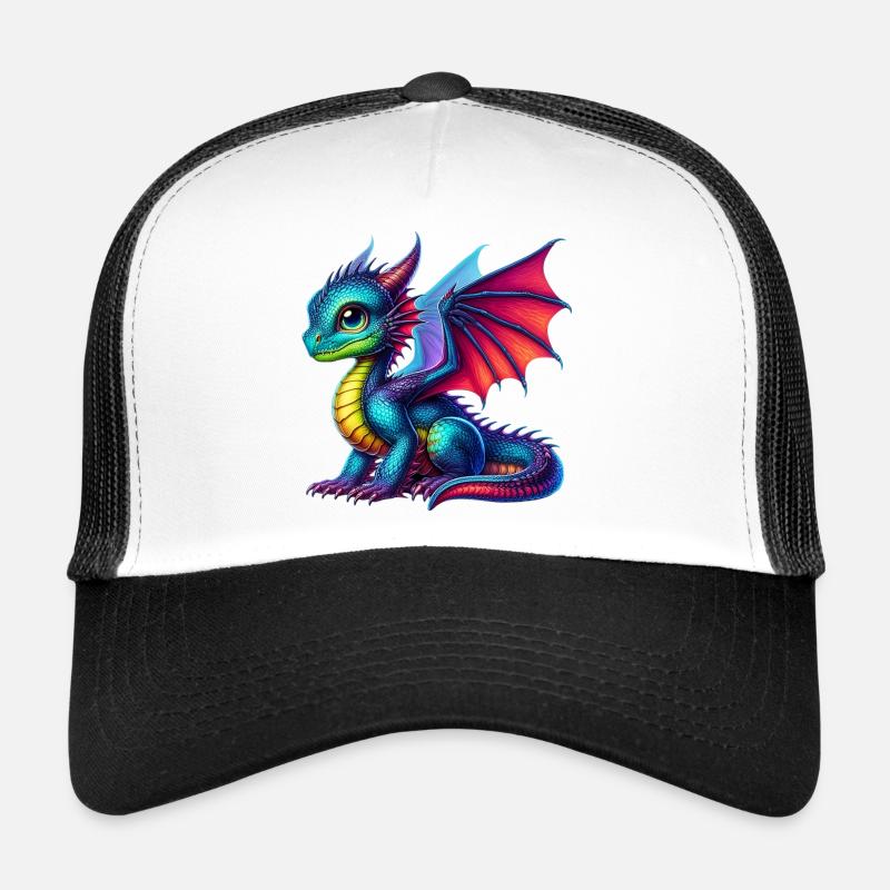 Drache - Trucker Cap - Weiß/Schwarz