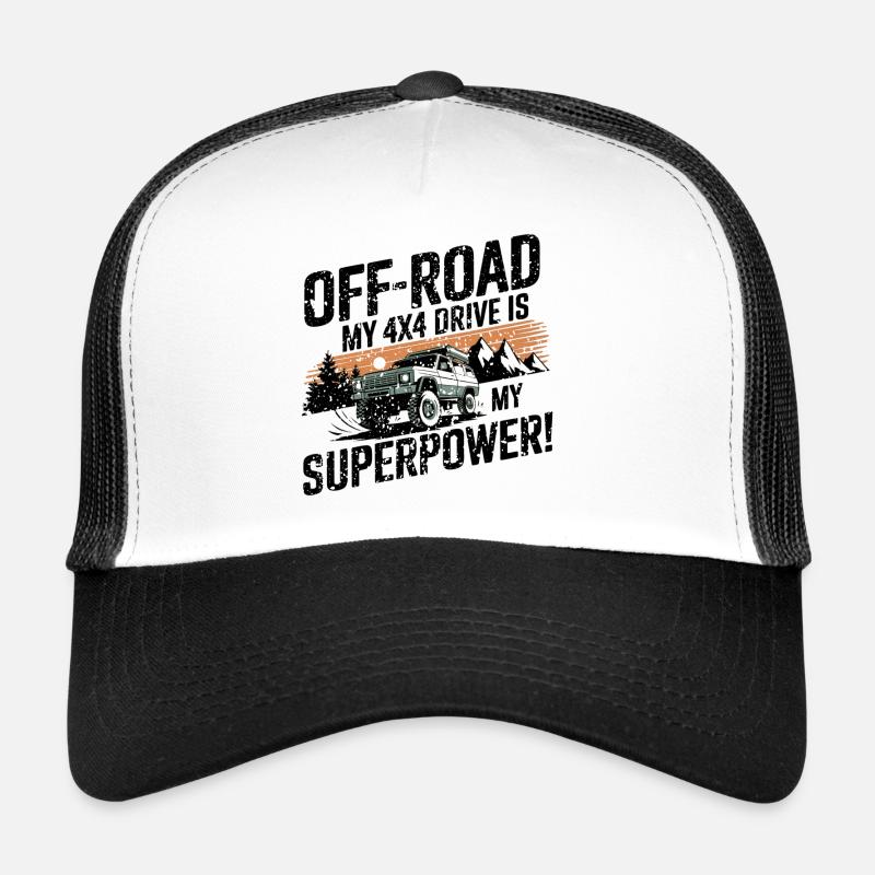 Off-Road: My 4x4 is My Superpower! #1 - Trucker Cap - white/black