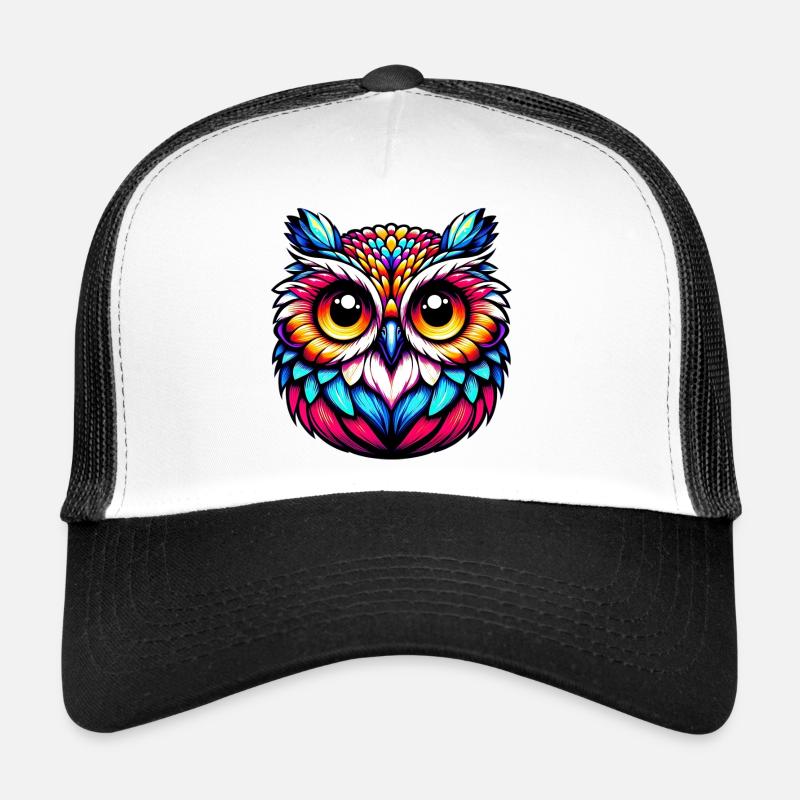 Eule - Trucker Cap - Weiß/Schwarz
