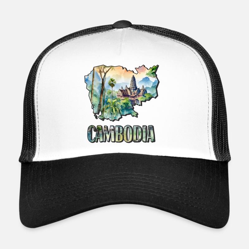 Watercolor Map Cambodia Trucker Cap