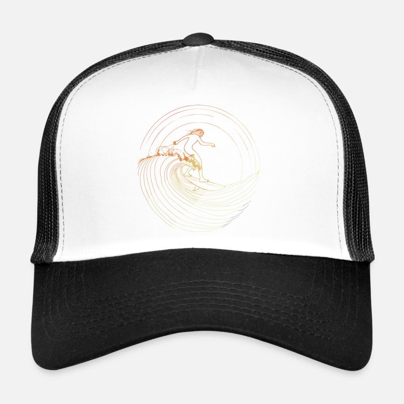 Weibliche Surfer Skizze - Trucker Cap - Weiß/Schwarz
