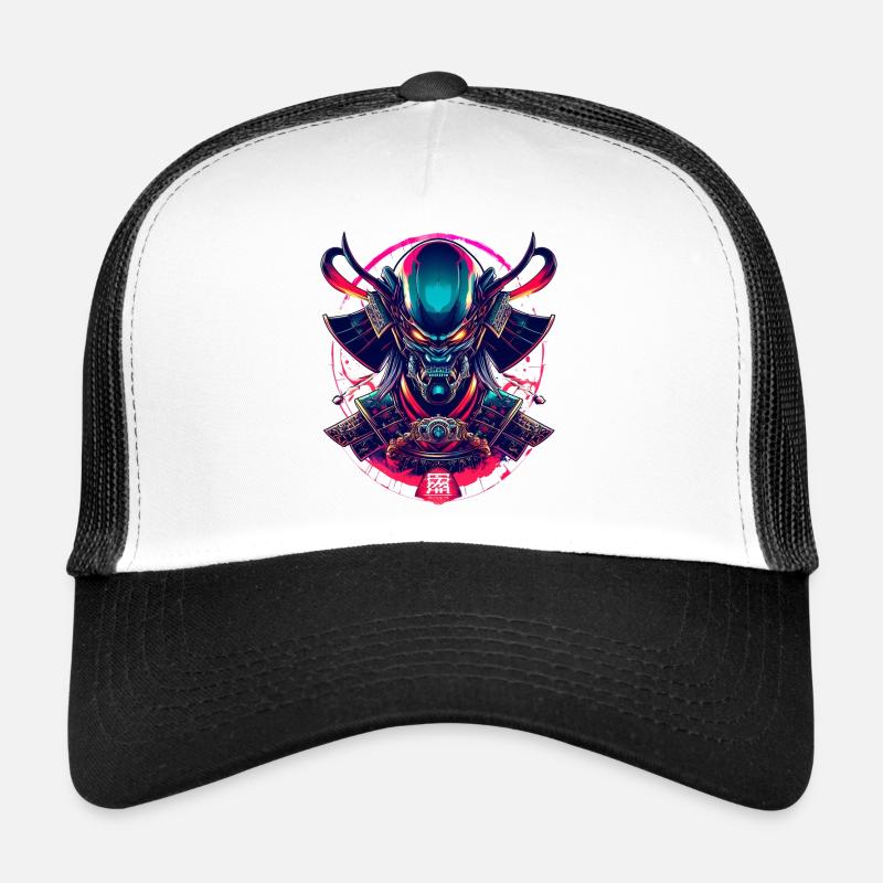 Futuristic Samurai Warrior - Cyberpunk Alien Mask Trucker Cap
