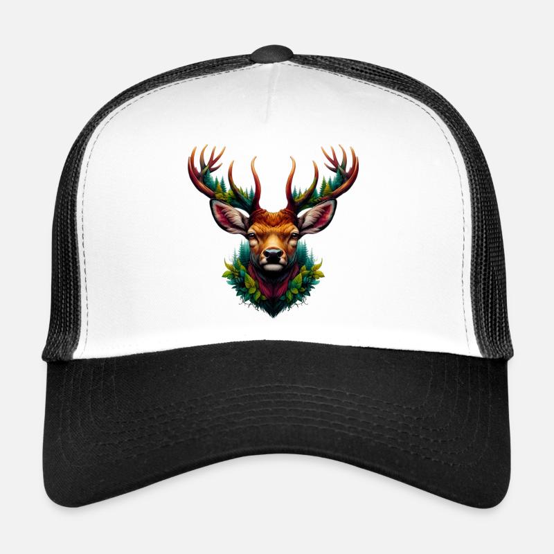 Cerf - Casquette trucker - blanc/noir