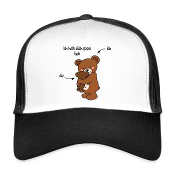 Niedliche knuddelige Teddys haben sich sooo lieb! - Trucker Cap - Weiß/Schwarz - Vorne