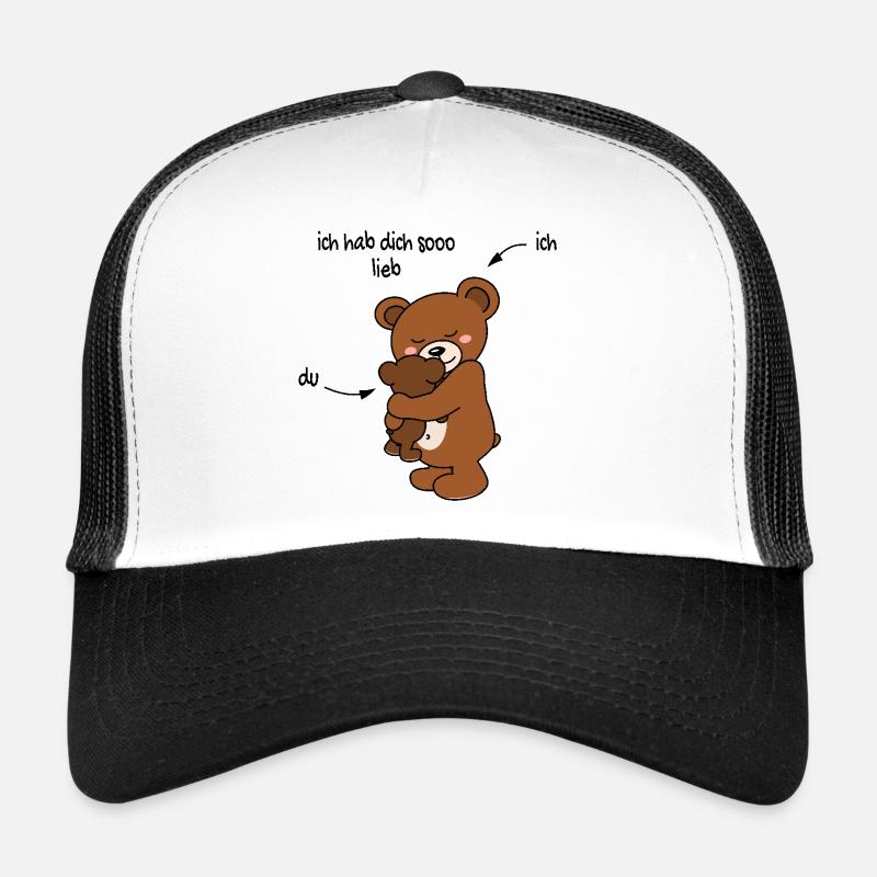 Niedliche knuddelige Teddys haben sich sooo lieb! - Trucker Cap - Weiß/Schwarz
