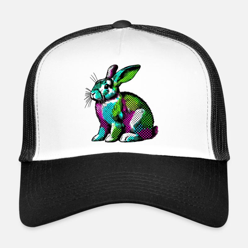 Kaninchen - Trucker Cap - Weiß/Schwarz