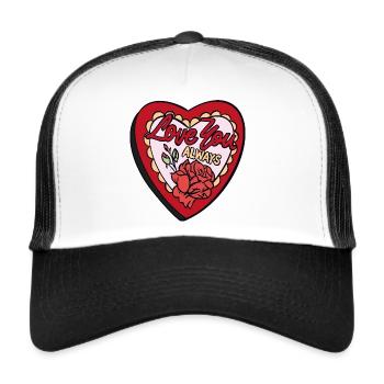 Love You Always – Romantisches Retro-Herz - Trucker Cap - Weiß/Schwarz - Vorne