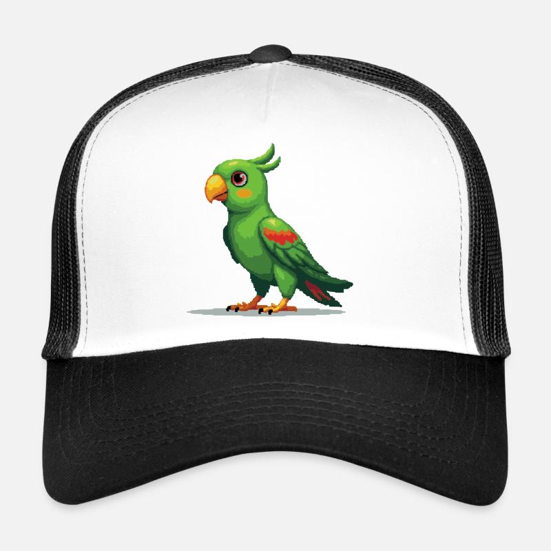 Pixel Parrot – Retro 8-Bit Style - Trucker Cap - white/black