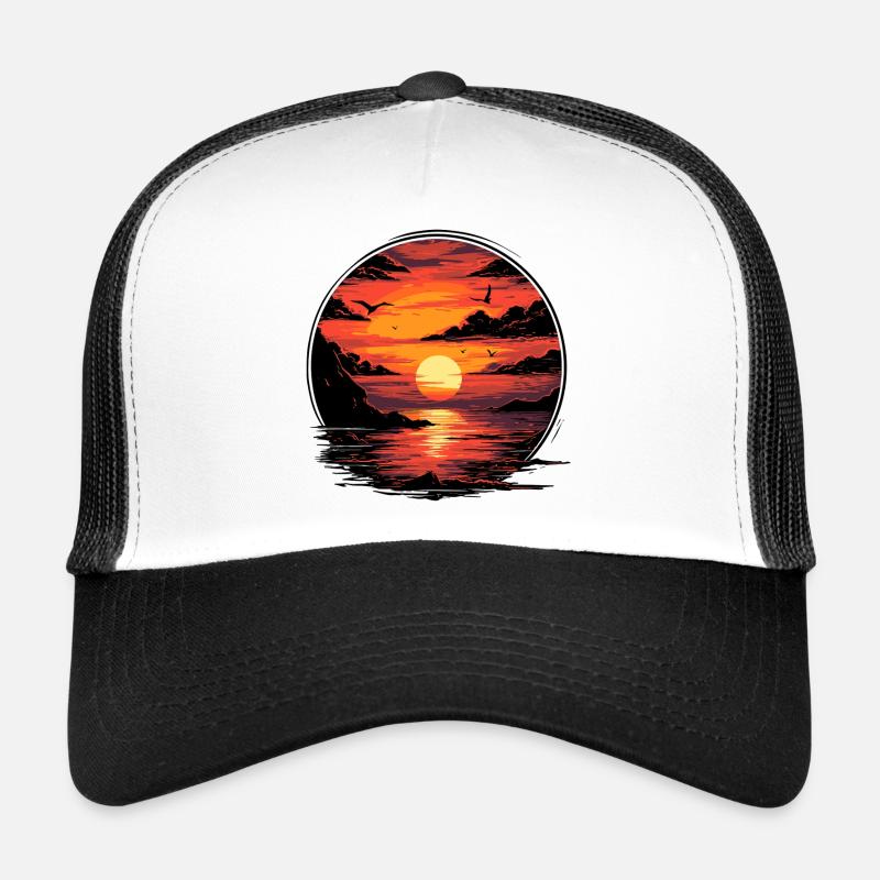 Plage, coucher de soleil, coucher de soleil, coucher de soleil Casquette trucker 