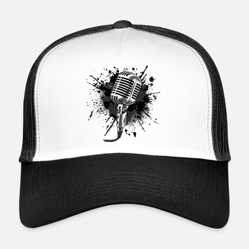 Microphone Mic retro style black and white Trucker Cap