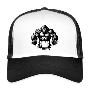 Gorilla pump gym dumbbell power lifting - Trucker Cap - white/black - Front