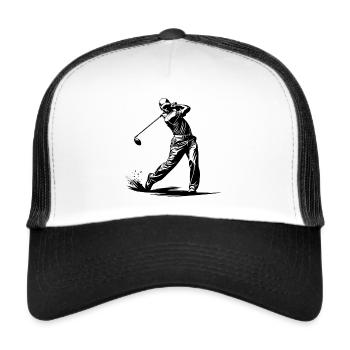 Golf Golfer Golfschläger - Trucker Cap - Weiß/Schwarz - Vorne