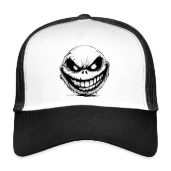 Monstre visage effrayant avec des dents - Casquette trucker  - blanc/noir - Devant