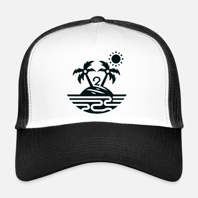 Island with 2 palm trees - Trucker Cap - white/black