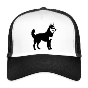 Husky Sled Dog Dog Motif Pet Silhouette - Trucker Cap - white/black - Front