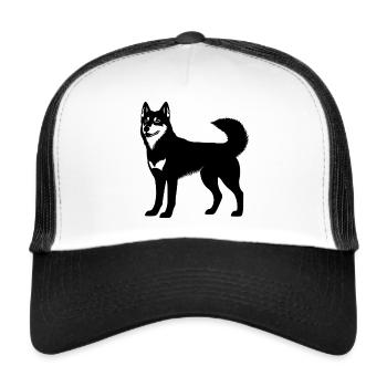 Husky silhouette dog pet sled dog - Trucker Cap - white/black - Front