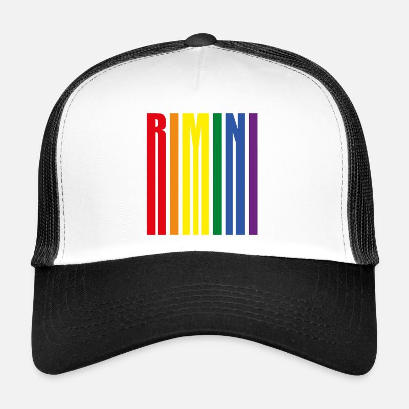 Rimini Regenbogen Pride Geschenk Urlaub Meer - Trucker Cap - Weiß/Schwarz