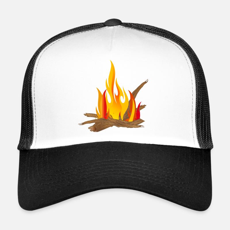 Campfire illustration with logs & flames Trucker Cap
