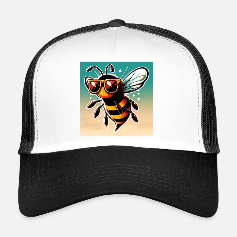 Biene - Trucker Cap - Weiß/Schwarz