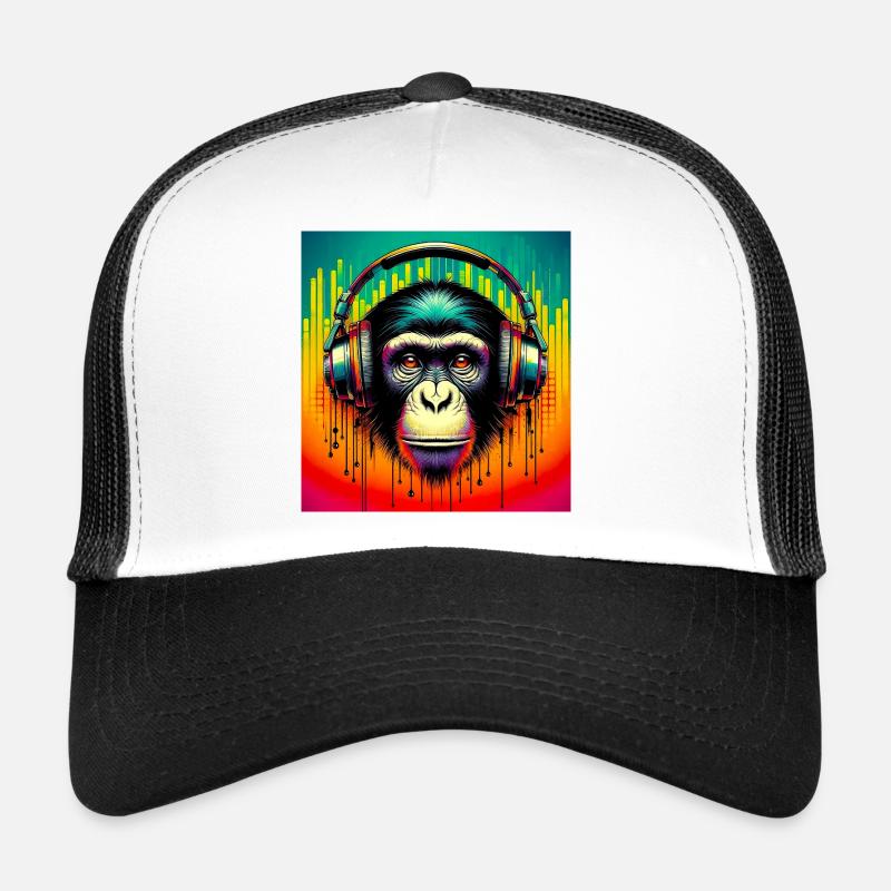 Schimpansen-Affe - Trucker Cap - Weiß/Schwarz