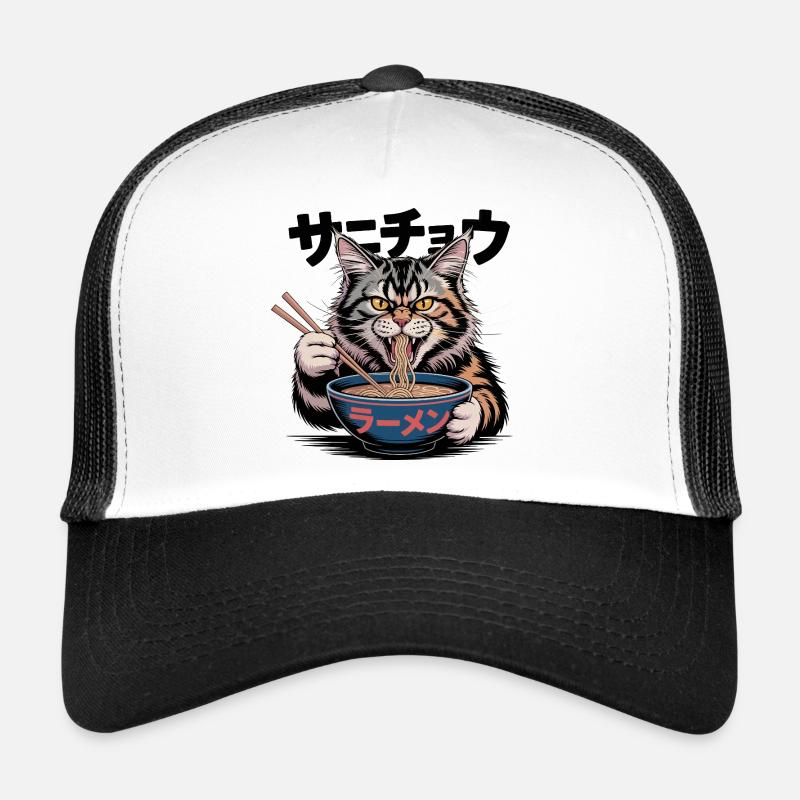 Hungry Ramen Cat Funny Design Trucker Cap