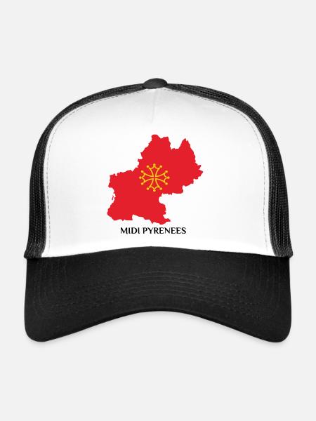 Map of the Midi-Pyrénées - Trucker Cap - white/black - Front