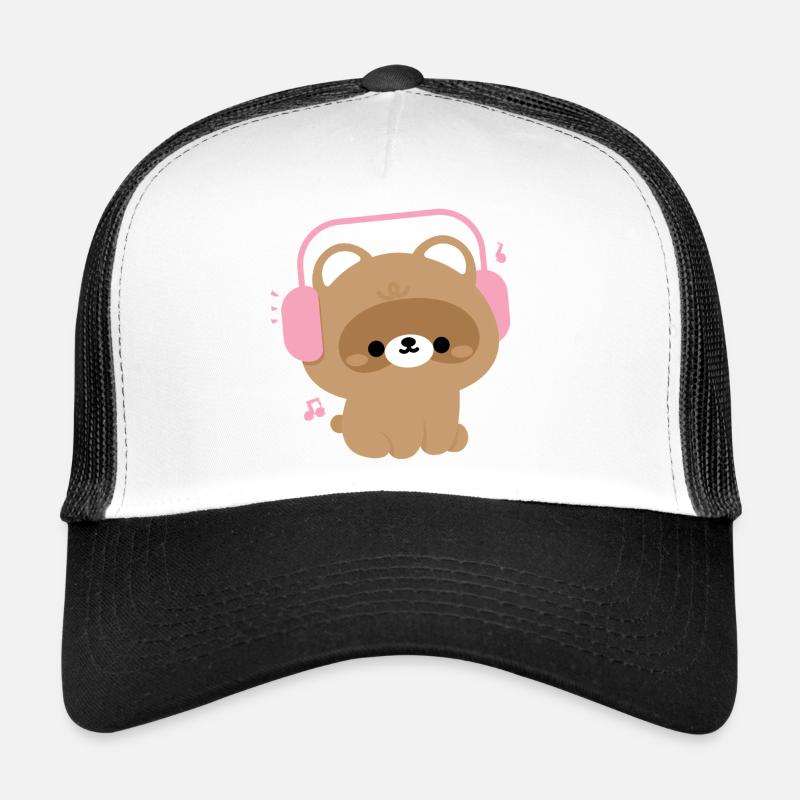 Mignon castor avec des écouteurs Illustration Casquette trucker 