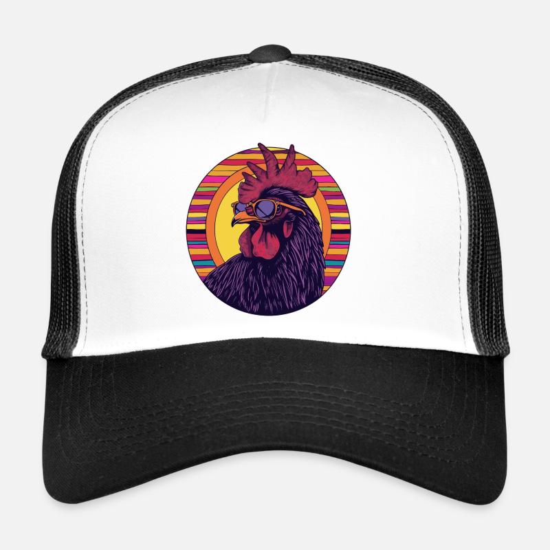 Silhouette de coq élégante aux couleurs rétro Casquette trucker 