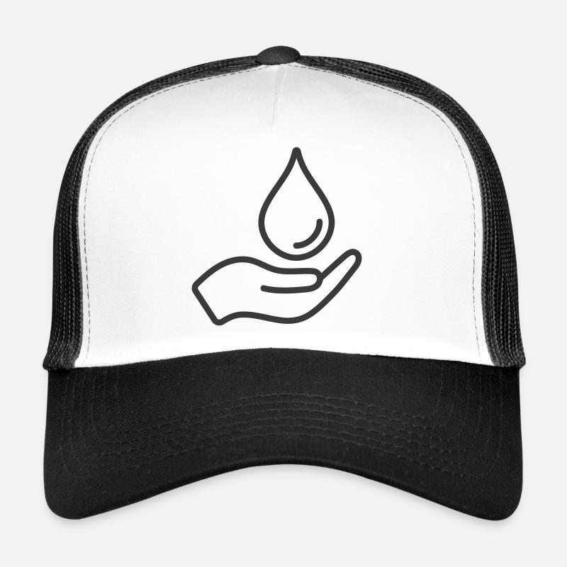 main tenant l’icône de goutte d’eau Logo Casquette trucker 