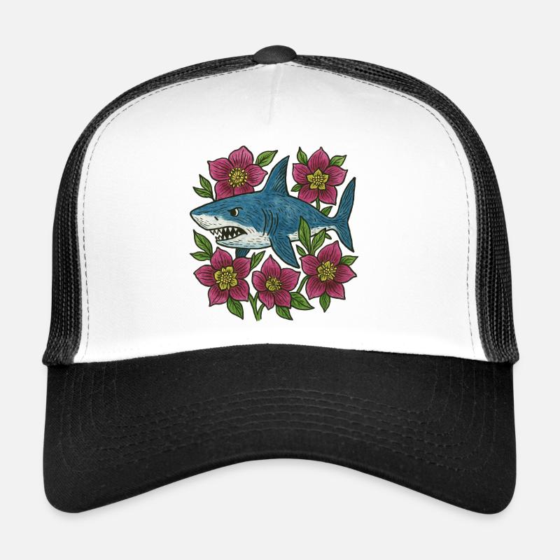 Requin parmi les fleurs pourpres Casquette trucker 