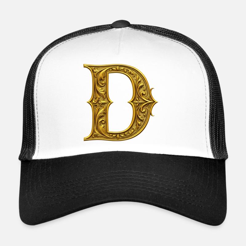 Ornamental gold Initial D - Trucker Cap - white/black