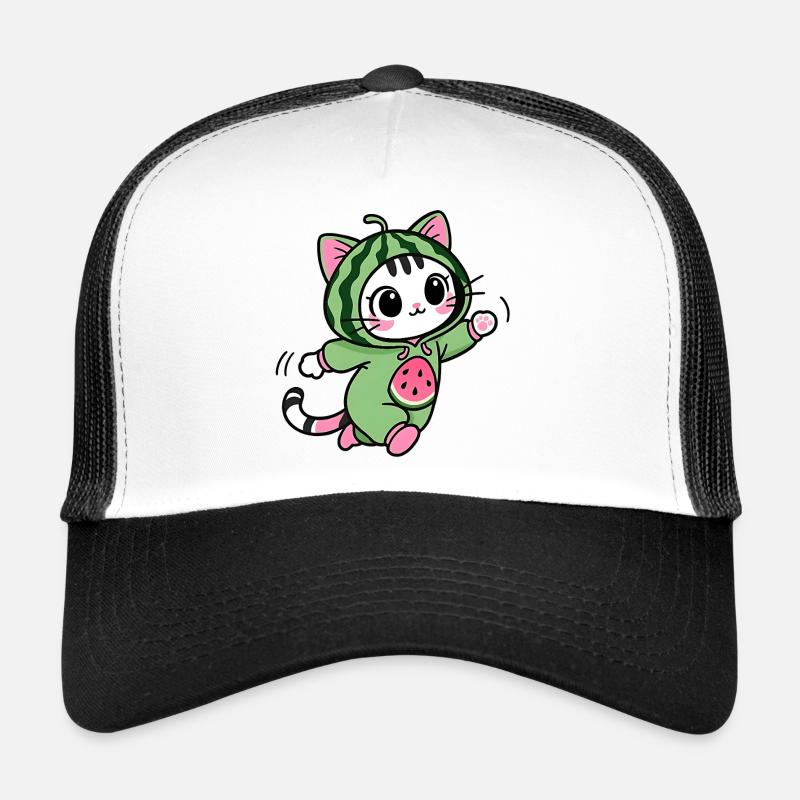 Chat Mignon en Hoodie Pastèque Casquette trucker 