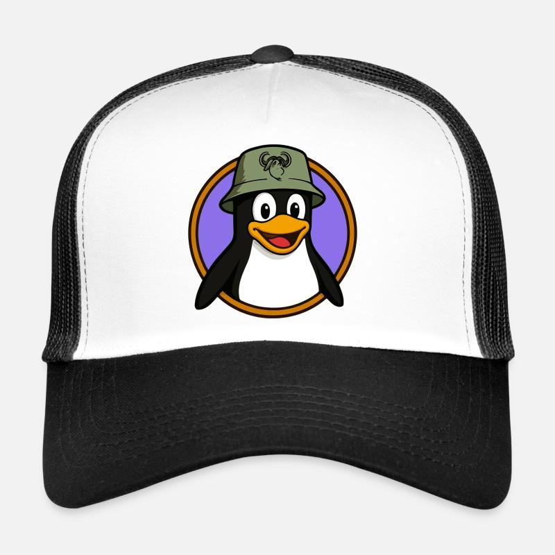 Tux Linux + GNU Hut - Trucker Cap - Weiß/Schwarz