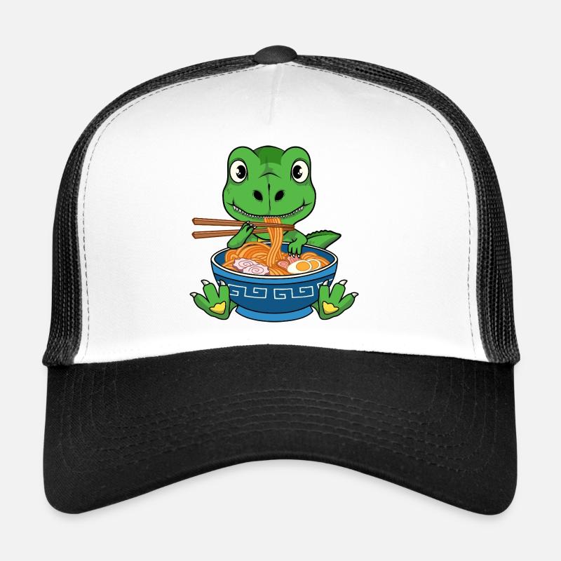 Drôle de nouilles Ramen Vert Dinosaure Casquette trucker 