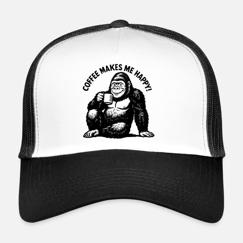 Coffee makes me happy! Coffee Coffee Coffee - Trucker Cap - white/black