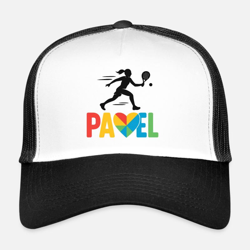 Padel Heart Colors Logo - Trucker Cap - white/black