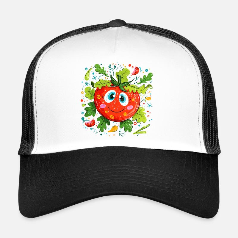 Fröhliche Tomate im Grünen Muster Trucker Cap