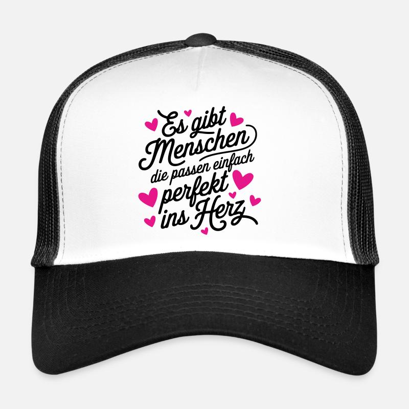 Menschen die einfach perfekt ins Herz passen - Trucker Cap - Weiß/Schwarz