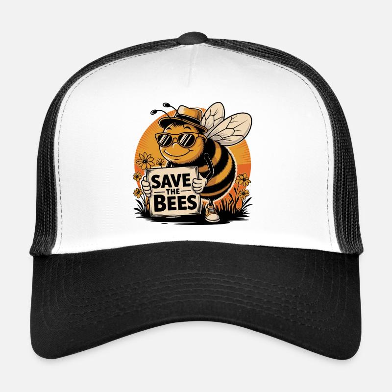 Save The Bees Funny Cartoon Style Bee Trucker Cap