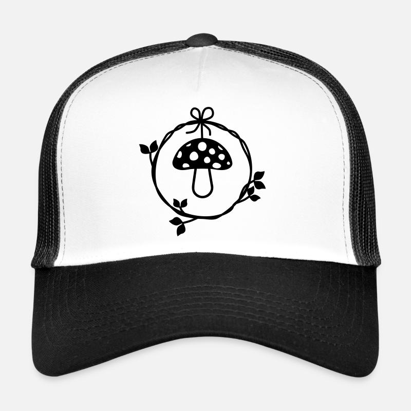 Champignon dans la couronne de feuilles Casquette trucker 