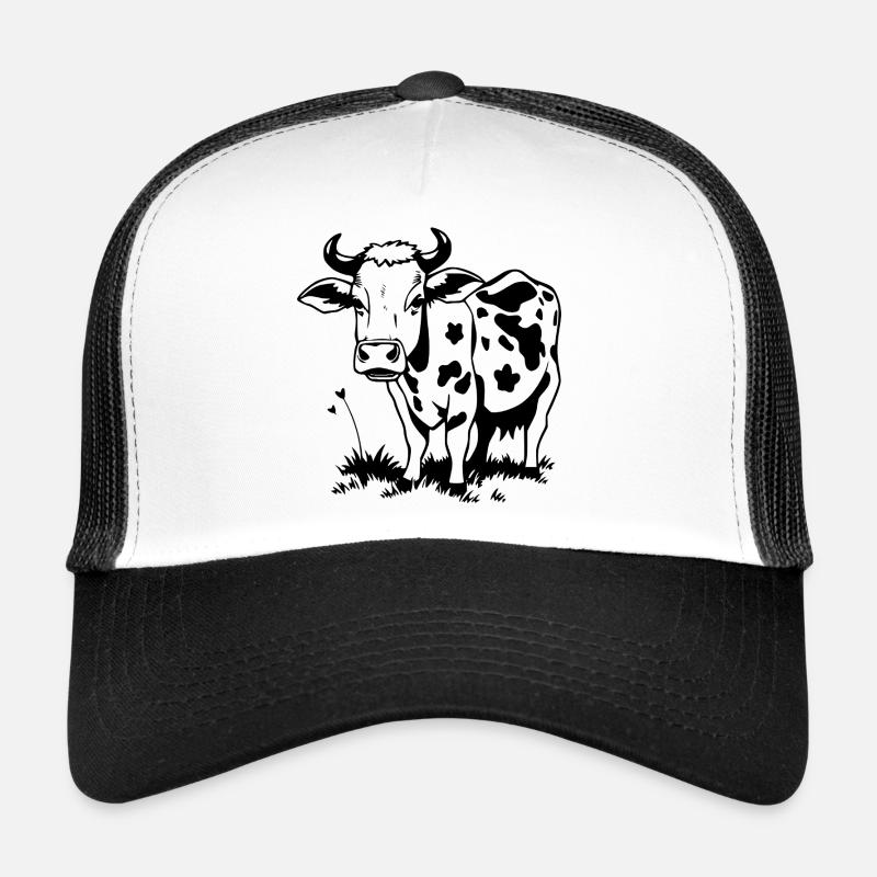 Kuh schwarz Geschenk Bauern - Trucker Cap - Weiß/Schwarz