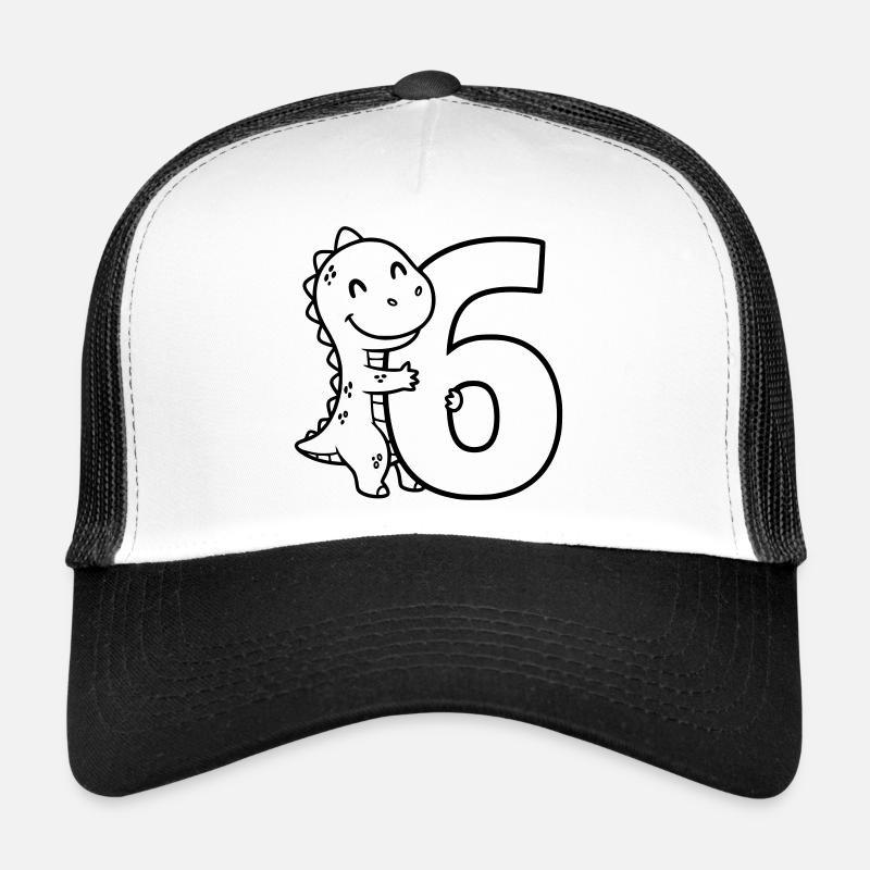 Illustration de dinosaure avec le chiffre 6 Casquette trucker 