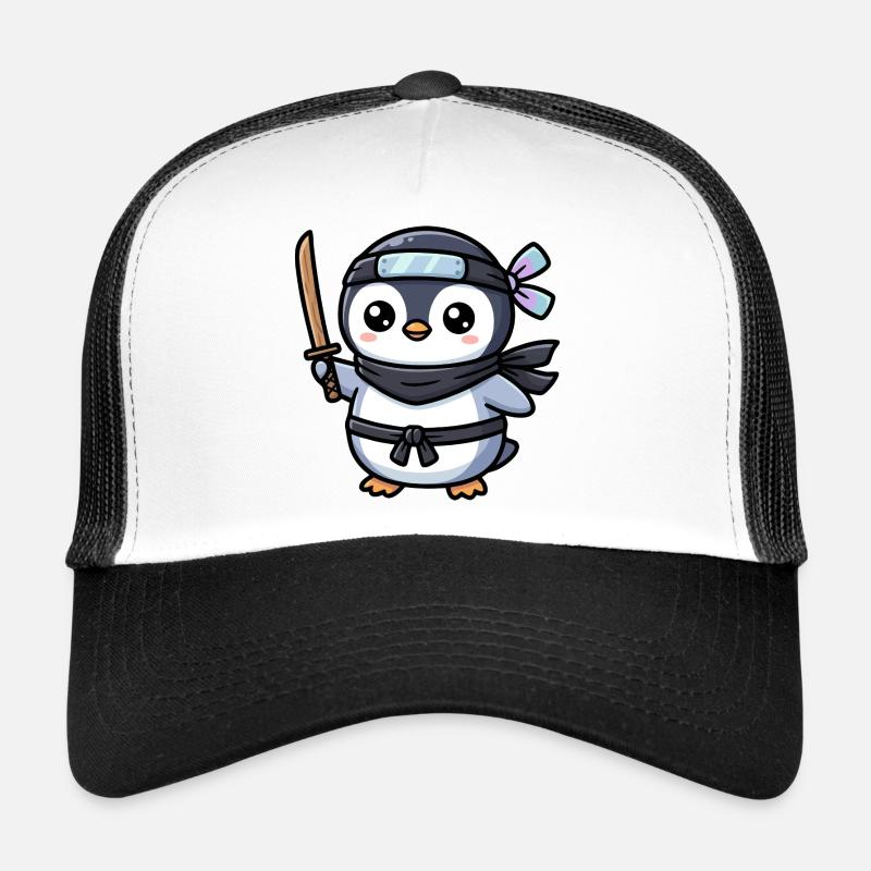 Ninja Penguin with Sword - Trucker Cap - white/black