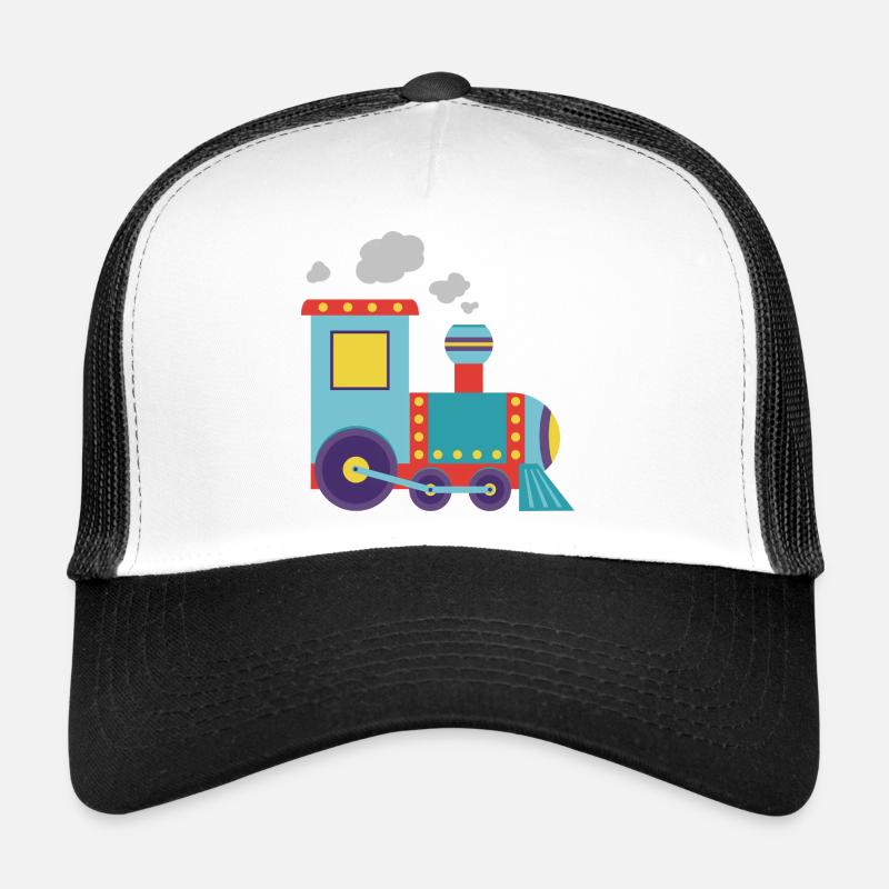 Bunte Spielzeug-Dampflok-Illustration Trucker Cap