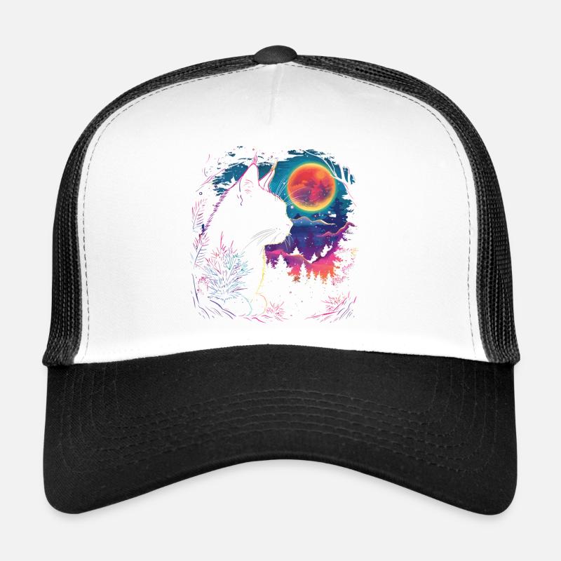 Le chat dort dans la nuit au néon Casquette trucker 