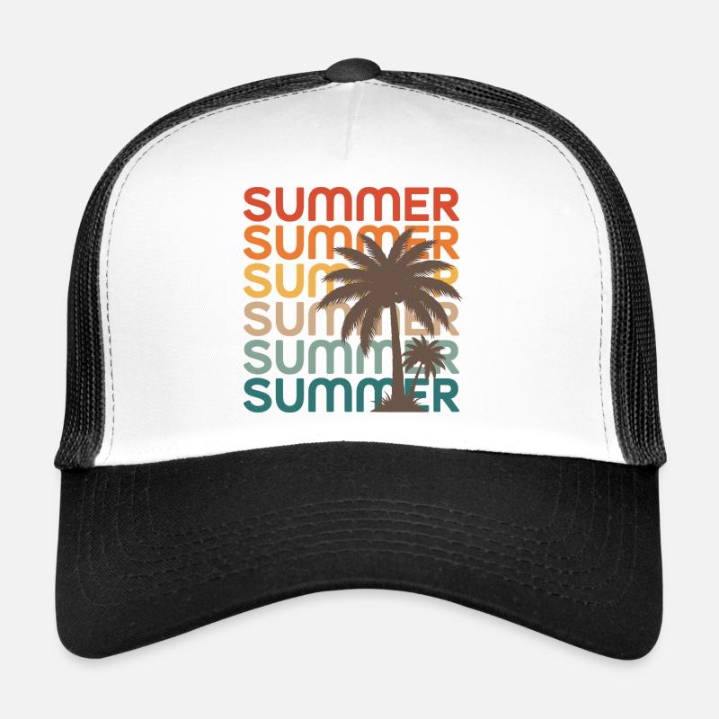 Retro Summer Palm Trees Sunset Vibes Trucker Cap