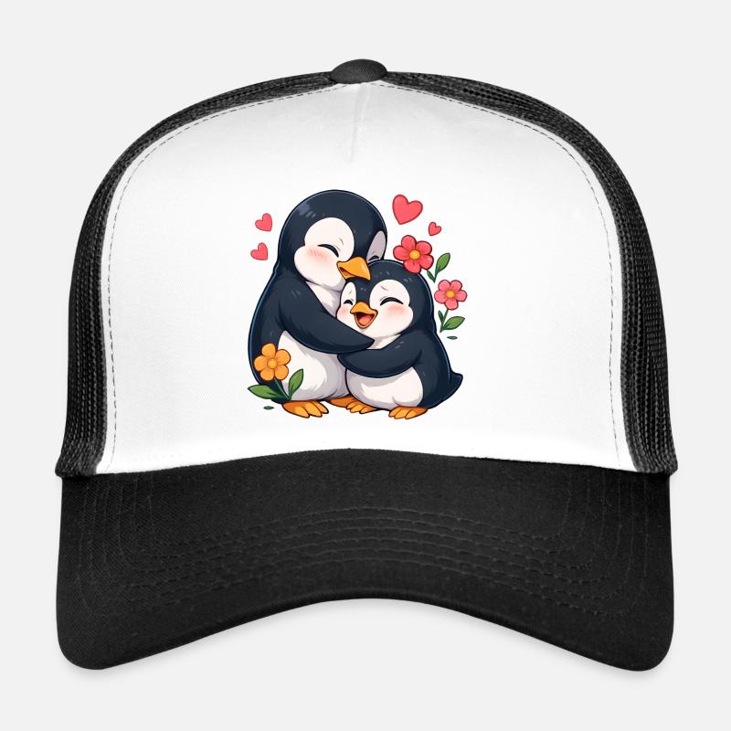 Cuddly Penguin Heart Duo Trucker Cap
