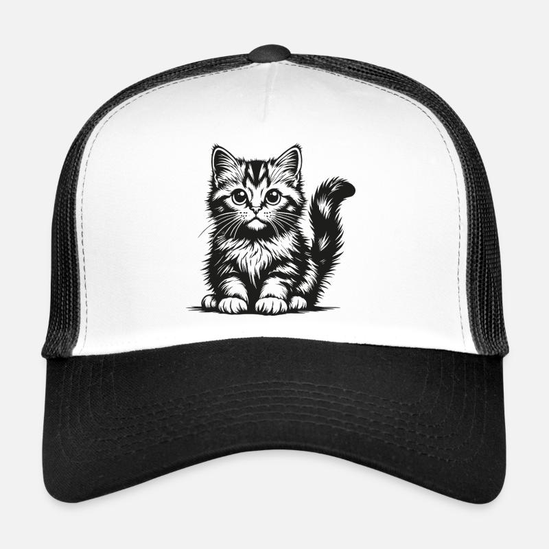 Schwarze Katzen Silhouette - Trucker Cap - Weiß/Schwarz
