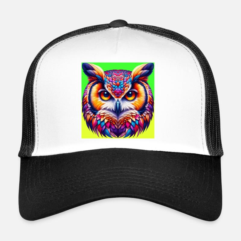 Eule - Trucker Cap - Weiß/Schwarz